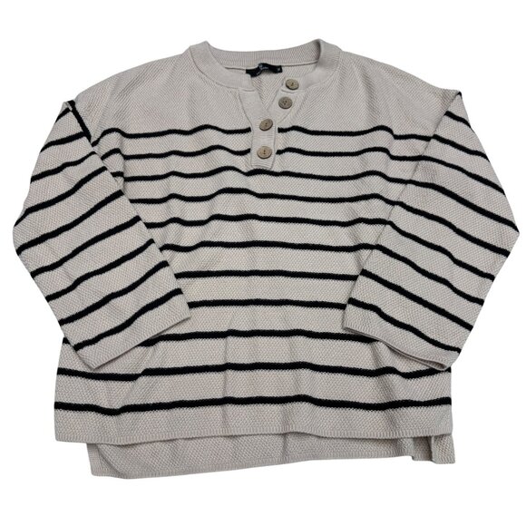 LILLUSORY Sweaters - Lillusory Women's Striped LS Sweater Top Side Slits, Size M